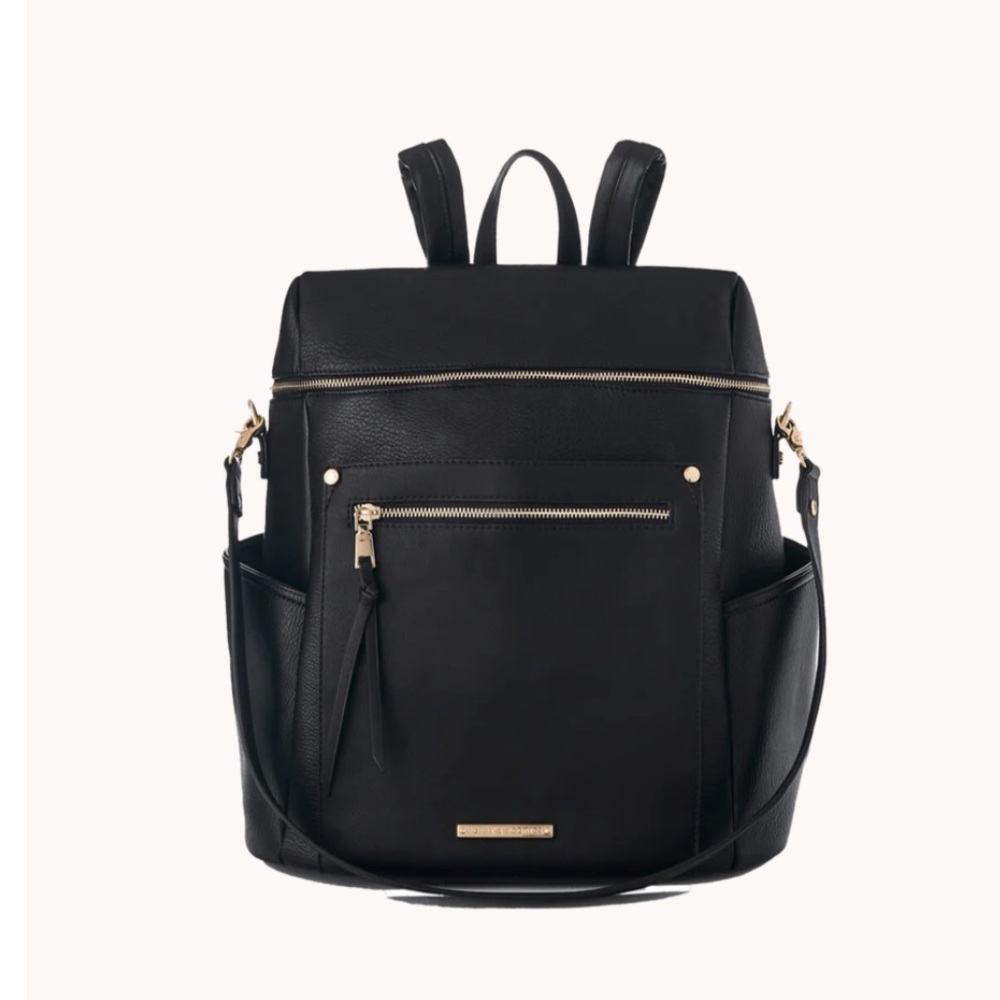 Poppy and peonies commuter backpack in black